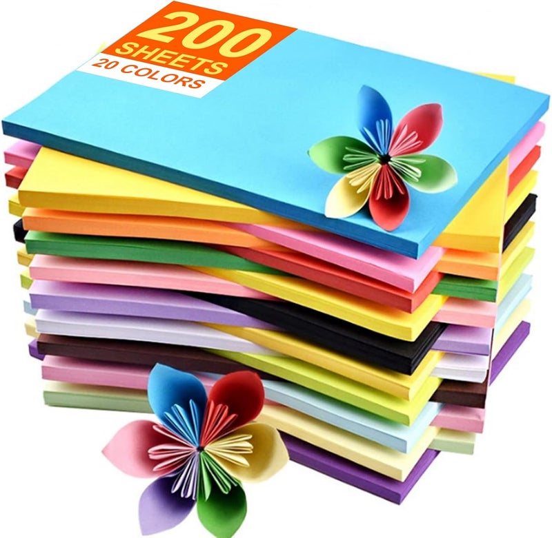 YOUNGWELL Colored Paper 200 Sheets, 20 Assorted Colors Construction A4 Copy Paper for School Classroom Supplies, Color Bulk Craft Art Papers for Arts & Crafts, Colorful Drawing, Painting (70gsm/19lb) - Image 1
